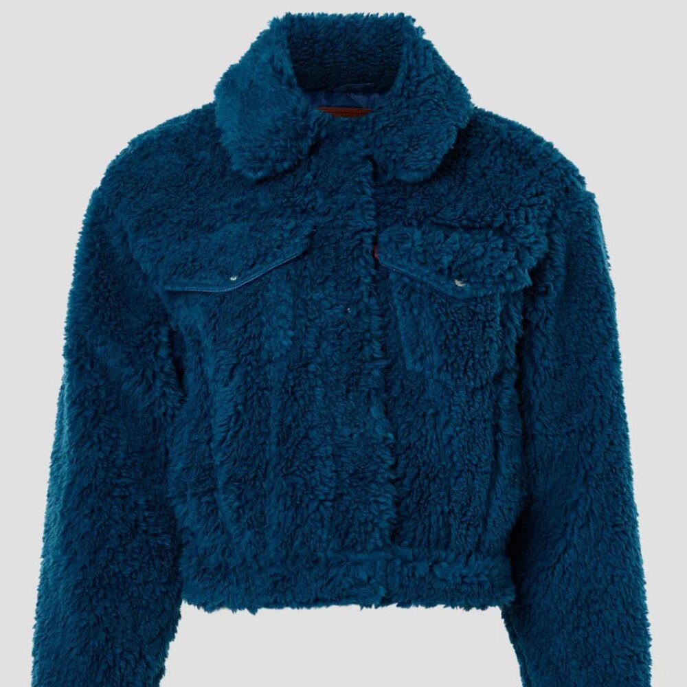 NWT Levi's Baby Bubble Sherpa Trucker Jacket in Gibraltar Sea Blue